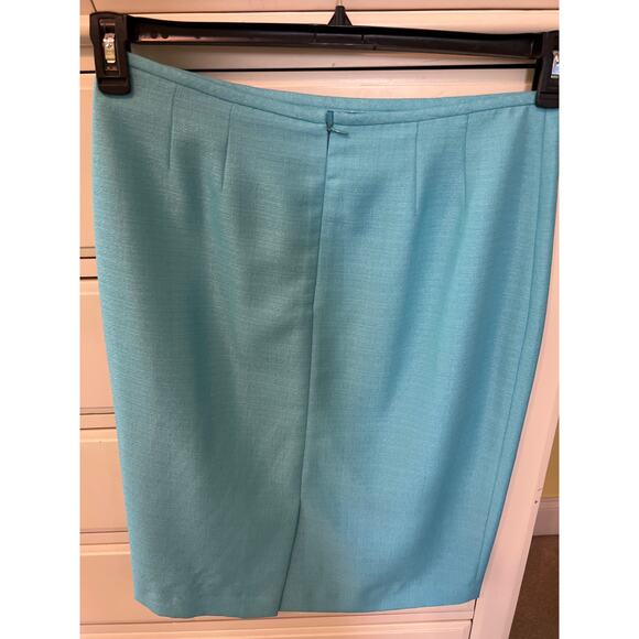 Le Suit Turquoise Blue Skirt Suit Blazer & Skirt Set Women's Size 8 - Picture 7 of 10